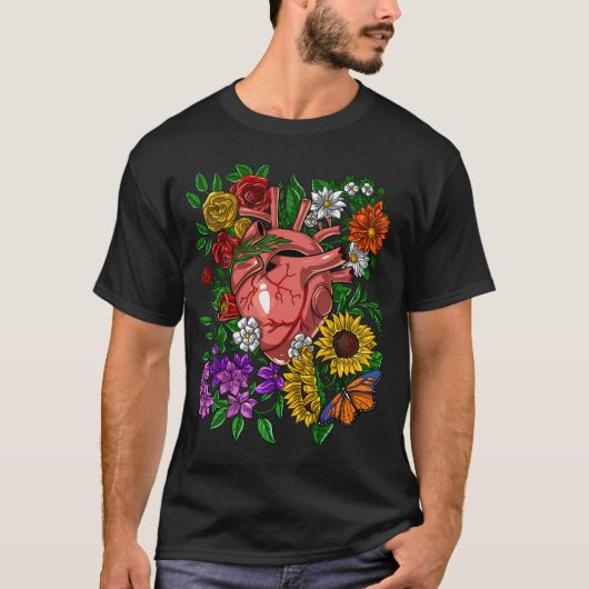 花のハート解剖図 Tシャツ (正面)