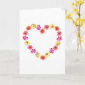 花のハート カード (黄色い花)