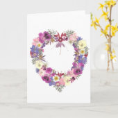 花のハート カード (黄色い花)