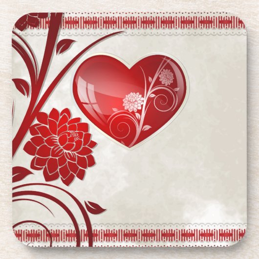 花のハート コースター (正面)