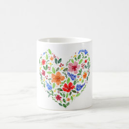 花のハート コーヒーマグカップ
