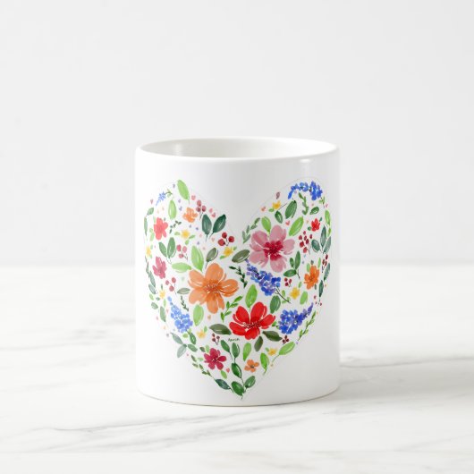 花のハート コーヒーマグカップ (中央)