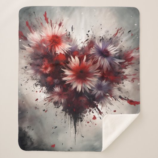 花のハート シェルパブランケット (正面)