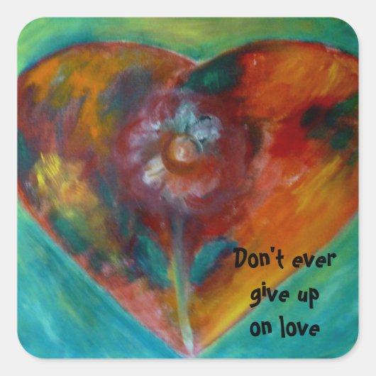 花のハート スクエアシール (正面)