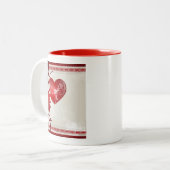花のハート ツートーンマグカップ (正面左)