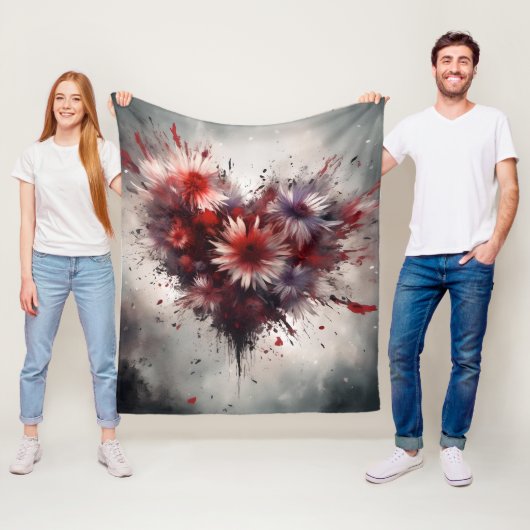 花のハート フリースブランケット (インサイチュ)