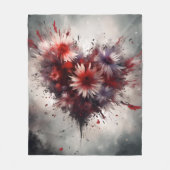 花のハート フリースブランケット (正面)