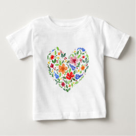花のハート ベビーTシャツ