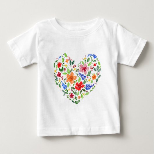 花のハート ベビーTシャツ (正面)