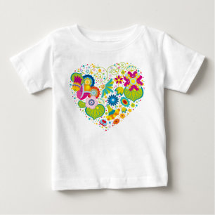 花のハート ベビーTシャツ