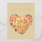 花のハート 母の日のカスタム ホリデー カード (正面)