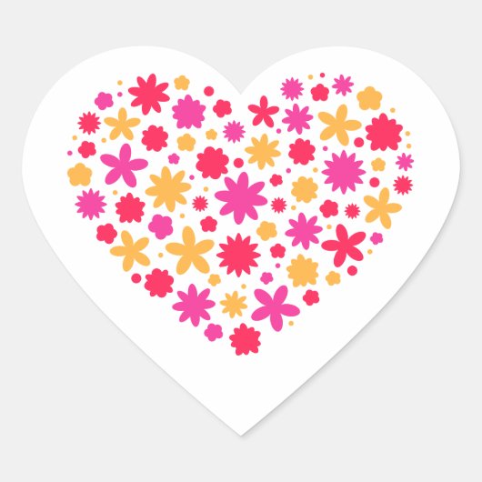 花のハート – 花愛好家のための素敵な贈り物 ハートシール (正面)