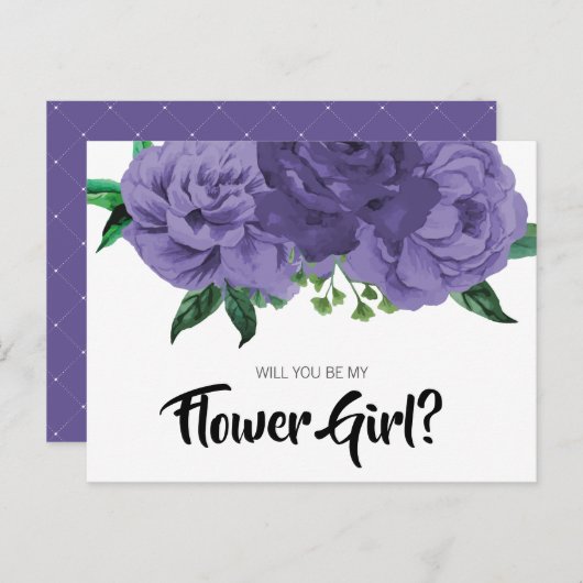 花のバイオレットパープル　私のフラワーガールに　ポストカード インビテーションポストカード (正面/裏面)