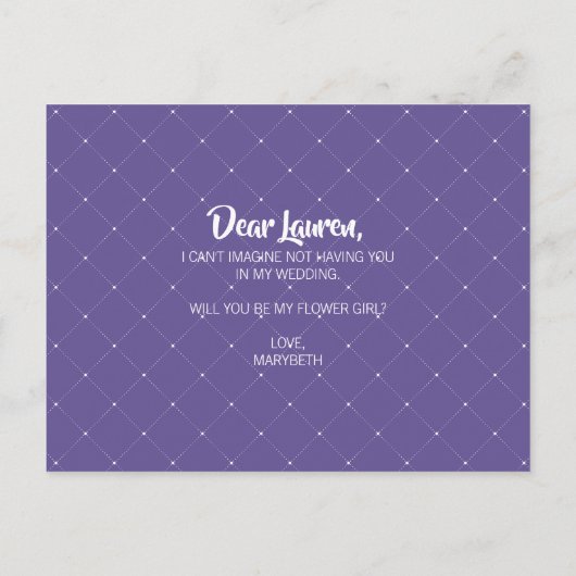 花のバイオレットパープル　私のフラワーガールに　ポストカード インビテーションポストカード (裏面)