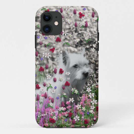 花のバイオレット- Westie白い犬 Case-Mate iPhoneケース (裏面)