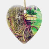 花のバスケットが付いているヴィンテージの自転車 セラミックオーナメント (右)