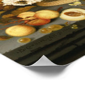 花のバスケットと果実の静物詩 ポスター (角)