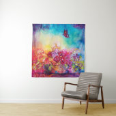 花のバスケットのサムベリーナ、蝶 タペストリー (インサイチュ(横))