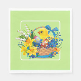 花のバスケットの復活祭の雛パーティー スタンダードランチョンナプキン