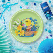 花のバスケットの復活祭の雛パーティー ペーパープレート (パーティー)