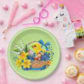 花のバスケットの復活祭の雛パーティー ペーパープレート (パーティー)