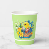 花のバスケットの復活祭の雛パーティー 紙コップ (裏面)