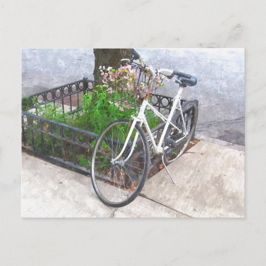 花のバスケット付き自転車 ポストカード (正面)