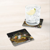 花のバスケット,ヤン・ブルーゲルの下 スクエアペーパーコースター (インサイチュ)