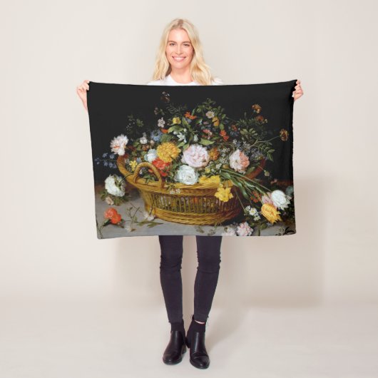 花のバスケット，ヤン・ブルーゲルの下 フリースブランケット (インサイチュ)