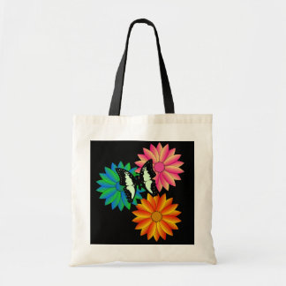 花のバッグの蝶 トートバッグ