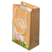 花のバニーの耳のハッピーイースター|のギフトバッグ スモールペーパーバッグ (裏面アングル)