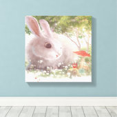 花のバニー キャンバスプリント (インサイチュ (ウッドフロア))