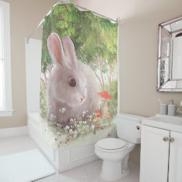 花のバニー シャワーカーテン