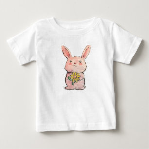 花のバニー ベビーTシャツ