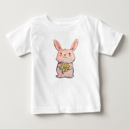 花のバニー ベビーTシャツ (正面)