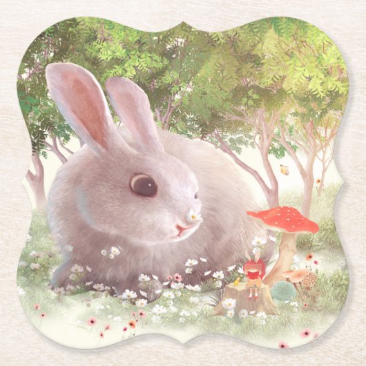 花のバニー ペーパーコースター (正面)