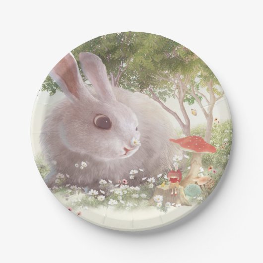 花のバニー ペーパープレート (正面)