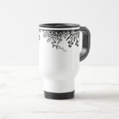 花のバラの枝ばら色の花のガーリーなシルエット トラベルマグ (正面右)