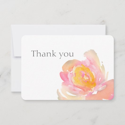 花のバラの水彩画、ありがとう。花のカード 招待状 (正面)