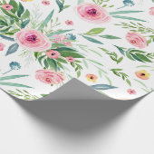 花のバラパターン ラッピングペーパー (角)