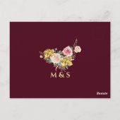 花のバラ色と金色のユーカリの花嫁のシャワー ポストカード (裏面)