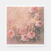 花のバラ アンティーク手書き デコパージュ スタンダードランチョンナプキン (正面)