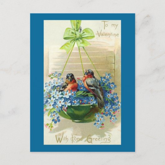 花のバレンタインの鳥へ シーズンポストカード (正面)