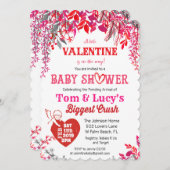 花のバレンタインデー ベビーシャワー 招待状 (正面/裏面)
