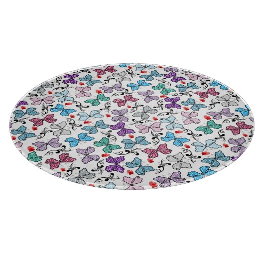 花のバレンタインパターン カッティングボード (角)