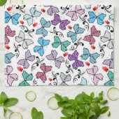 花のバレンタインパターン キッチンタオル (折り畳み)