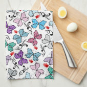 花のバレンタインパターン キッチンタオル (四つ折り)