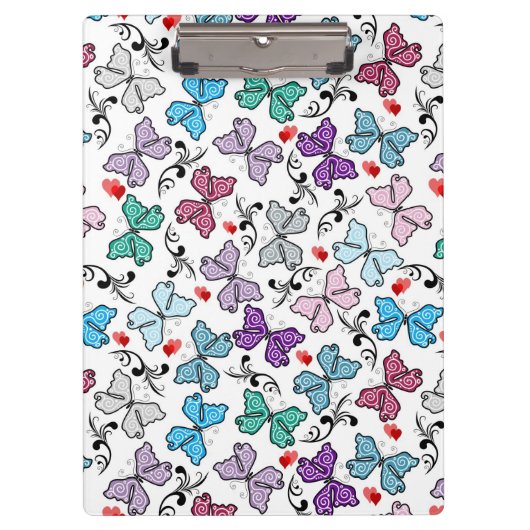 花のバレンタインパターン クリップボード (正面)