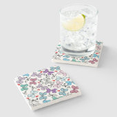 花のバレンタインパターン ストーンコースター (横)