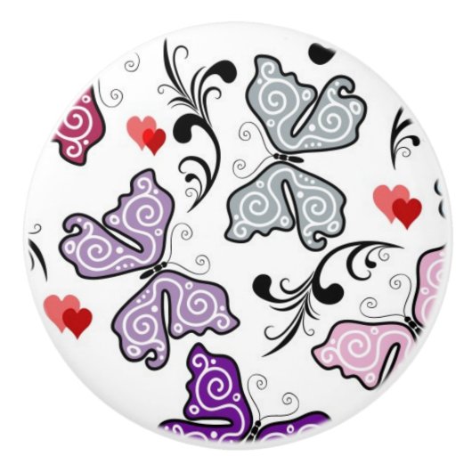 花のバレンタインパターン セラミックノブ (正面)